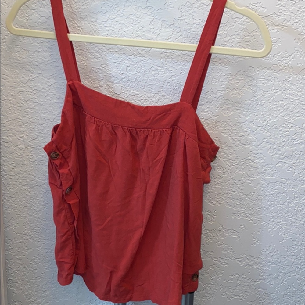 Deep Red/Maroon Button Side Tank Top!